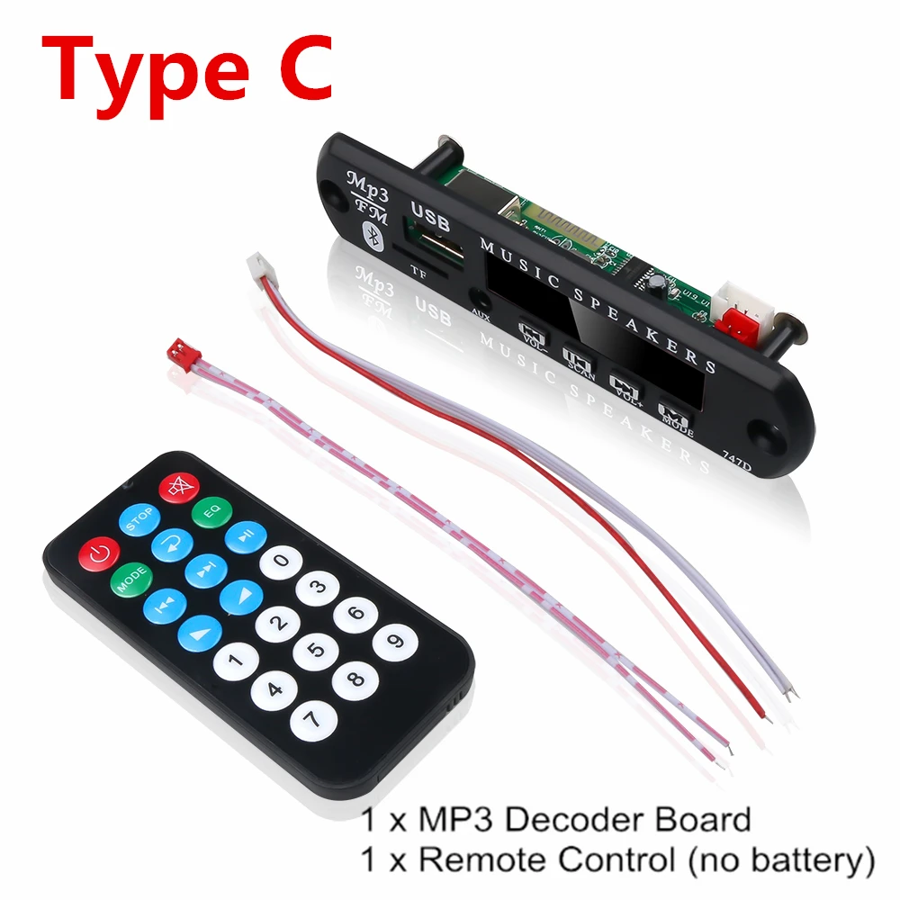 Type C KEBIDU MP3 плеер беспроводной Bluetooth MP3 WMA декодер доска автомобильный аксессуар с функцией записи Поддержка USB/SD/FM аудио модуль - Цвет: Type C
