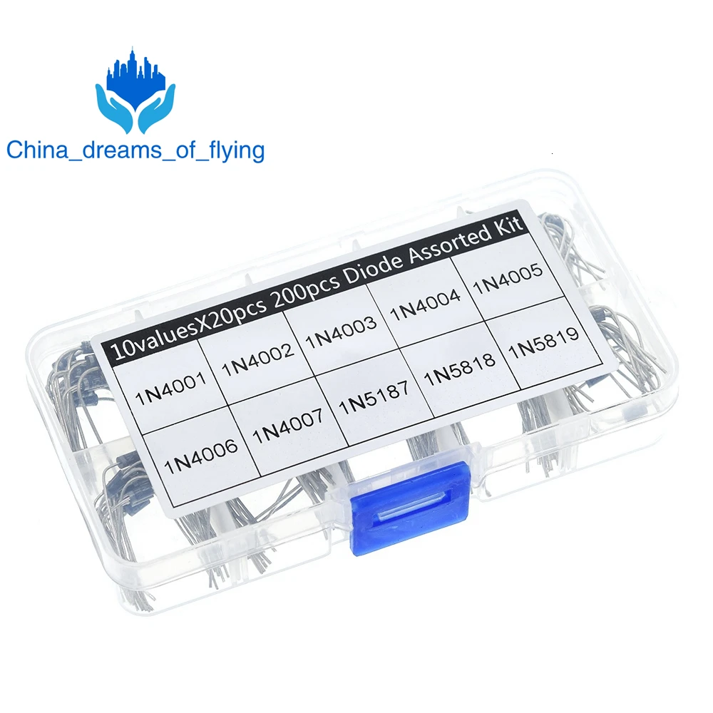 200 шт. 10 значений выпрямительный диод набор в ассортименте 1N4001 1N4002 1N4003 1N4004 1N4005 1N4006