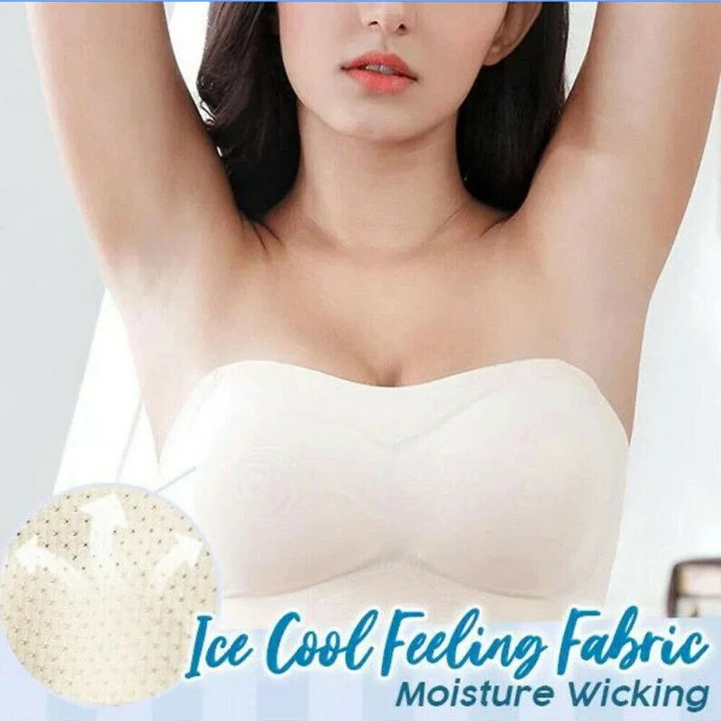 

Women's Bra Summer Strapless Ice Silk Air Bra Sexy Tank Top Short Vest Femme Braes Short Tops Stretchy Female Invisible Bras