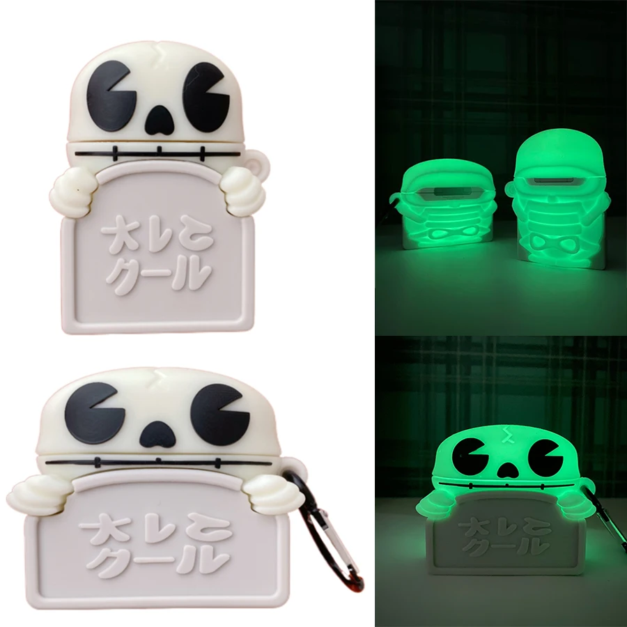 

3D Cute Luminous Glow-in-the-dark Skeleton Designers Soft Silicone Earphone Accessories Case For AirPods Pro for AirPod 1 2