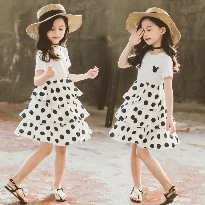 

Летнее платье принцессы для девочек, Брендовое модное эластичное платье макси для дня рождения, хлопковая детская одежда, одежда для малыше...