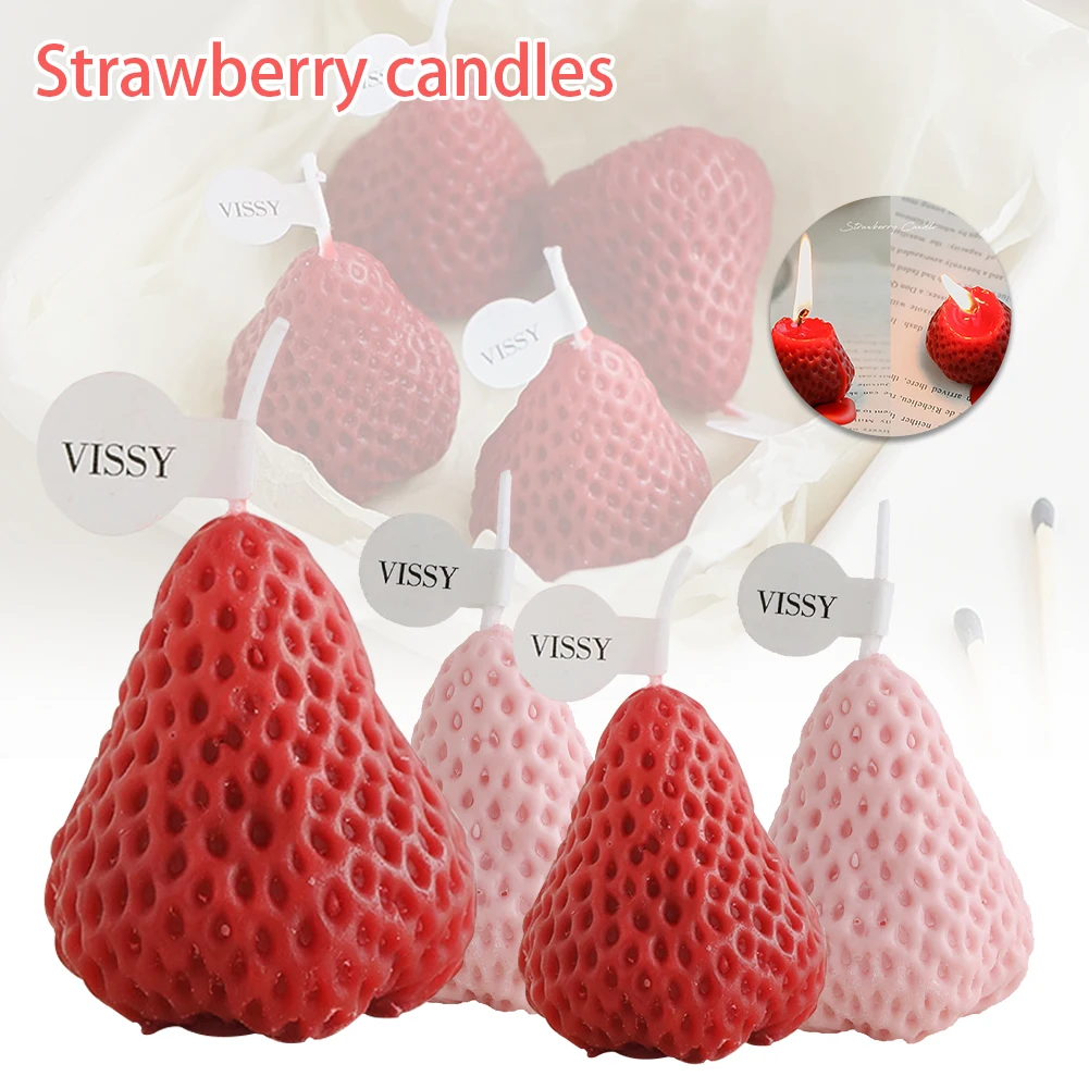 

1PC/4PCS Strawberry Decorative Aromatic Candles Soy Wax Scented Candle for Birthday Wedding Candle Valentine's Day Gifts