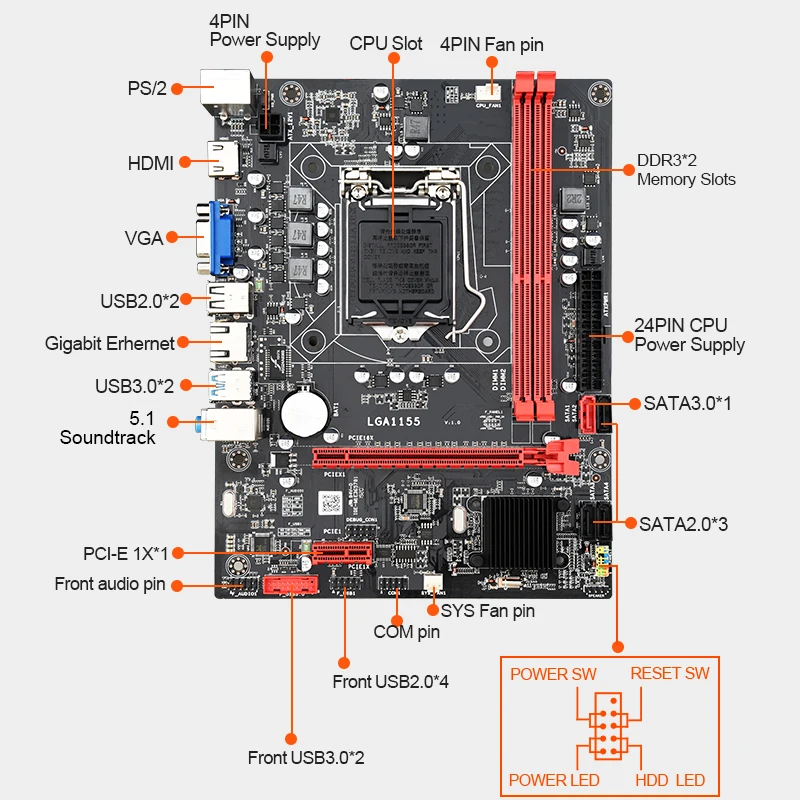 B75 Desktop Motherboard M.2 Intel LGA 1155 For i3 i5 i7 CPU Support DDR3 Memory SATA3.0 USB3.0 PCI-E VGA | Компьютеры и офис
