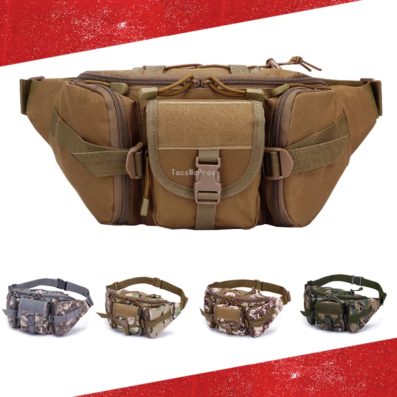 Men Hunting Waist Bags Camouflage Military Tactical Paintball Sports Bags Durable Nylon Outdoor Hiking Shooting Tool Waist Packs
