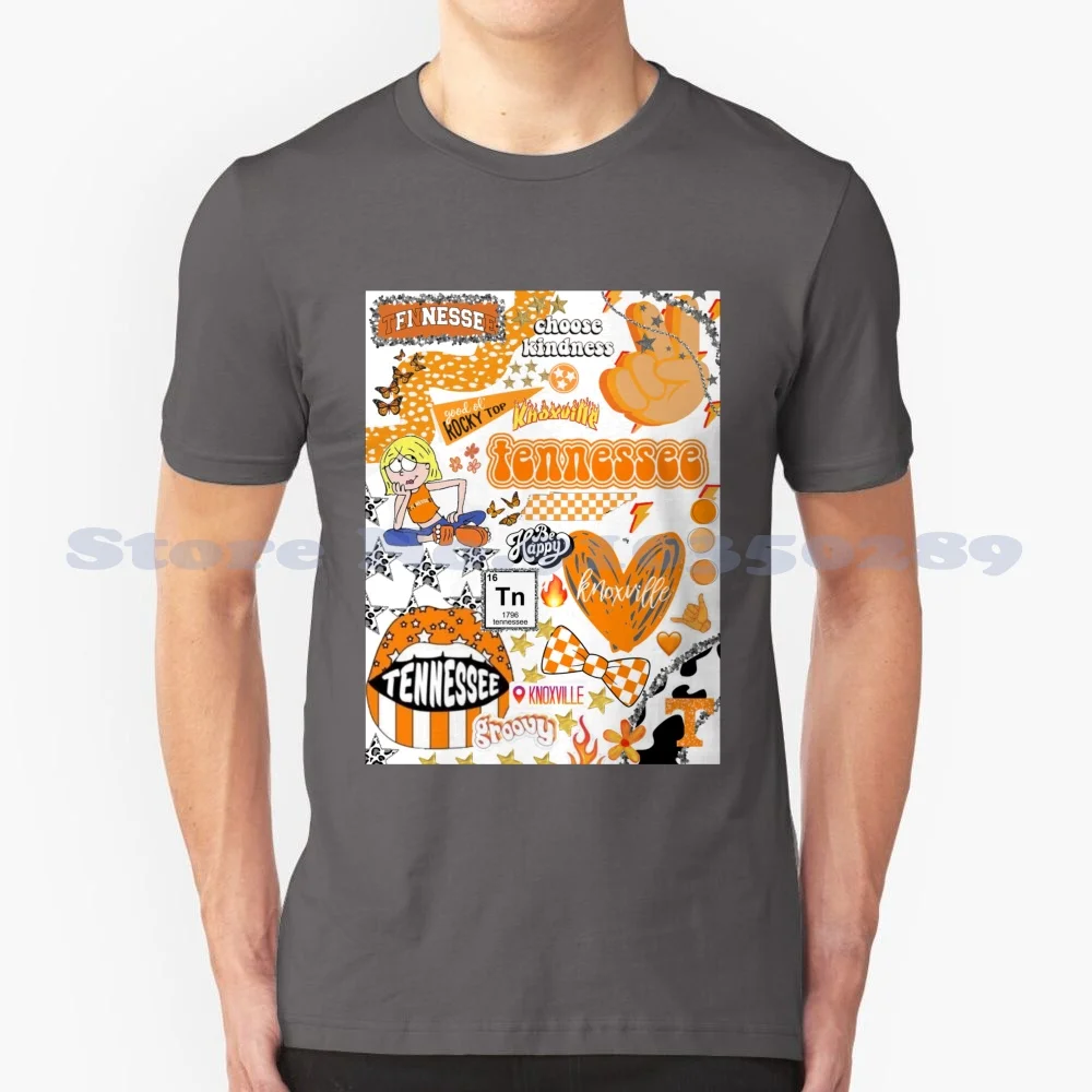

Tennessee коллаж модная Винтажная футболка футболки Рокки Топ оранжевый Vols