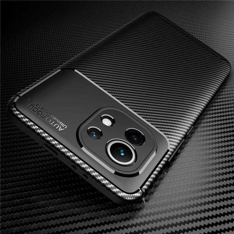 Для Xiaomi Mi 11 чехол из углеродного волокна противоударный силиконовый для телефона