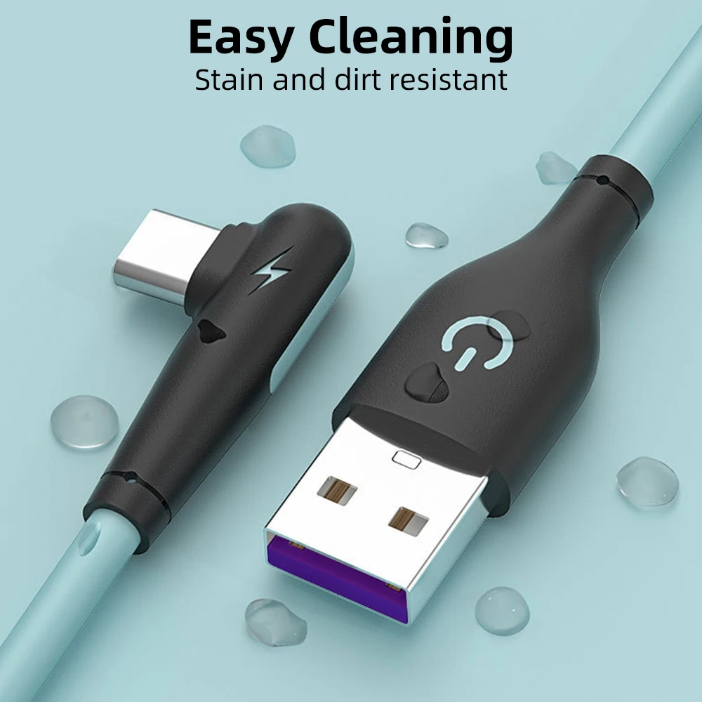 ANKNDO USB Type C кабель 90 градусов прямой жидкий TPE мягкий быстрое зарядное устройство