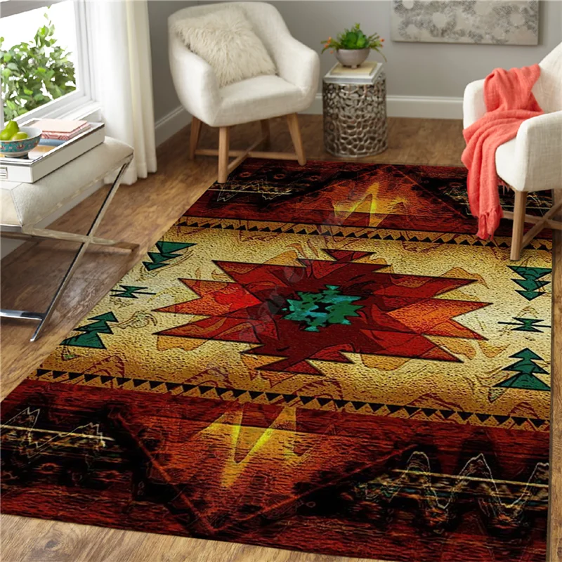 

Geometric Totem 3D Printed Rugs Mat Rugs Anti-slip Large Rug Carpet Home Decoration Living Flannel Bedroom Non-slip Floor Rug