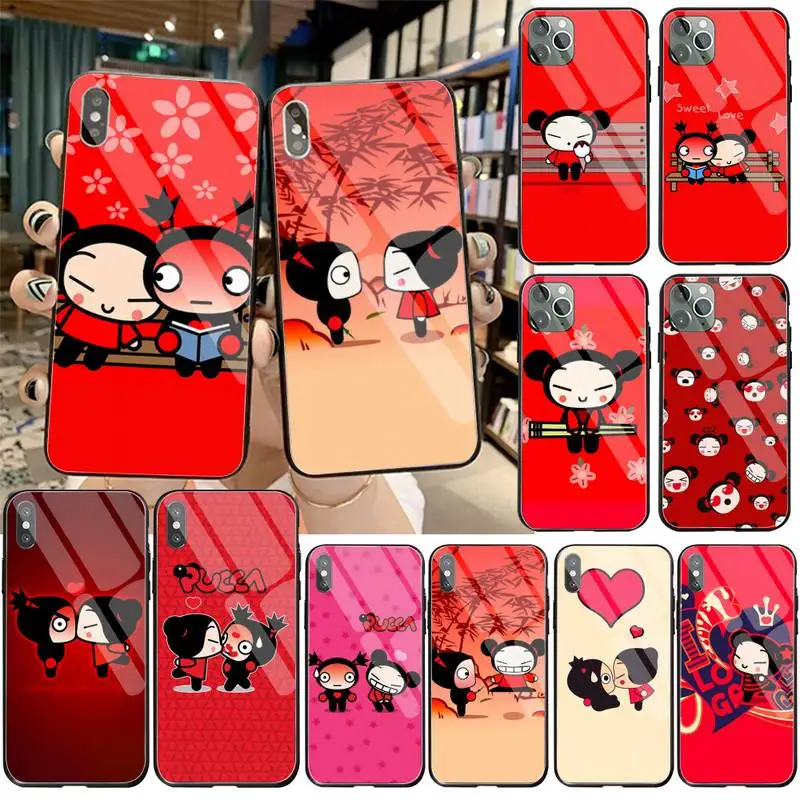 

CUTEWANAN Cute cartoon Pucca Black Cell Phone Case Tempered Glass For iPhone 11 Pro XR XS MAX 8 X 7 6S 6 Plus SE 2020 case