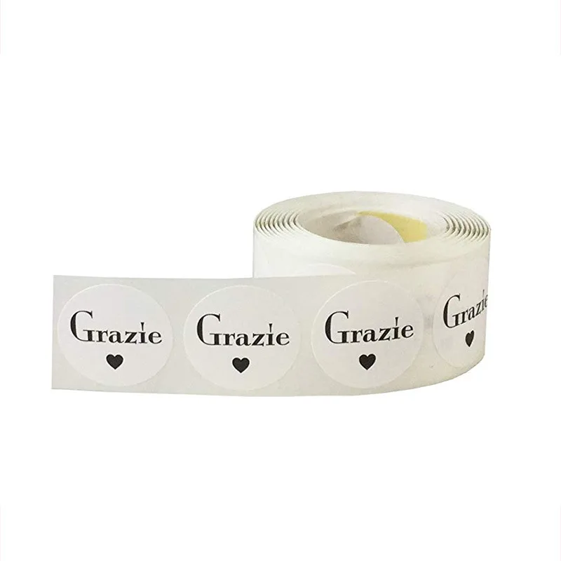 

Grazie Italian Thank You Natural Kraft labels Stickers for seal label and package stickers scrapbooking stationery sticker
