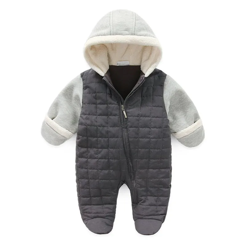 Новый брендовый зимний комбинезон с капюшоном для маленьких мальчиков младенцев