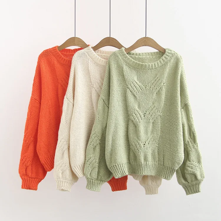Plus Size Casual Sweaters 2019 Autumn Women Fashion Loose Long Sleeve Knitting Mohair Pullovers A0-254 | Женская одежда