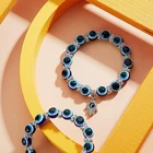 Синие браслеты от сглаза для женщин и мужчин, модные турецкие глаза Фатима Ладонь (хамса), эластичный браслет для пар, ювелирные изделия на удачу, подарок