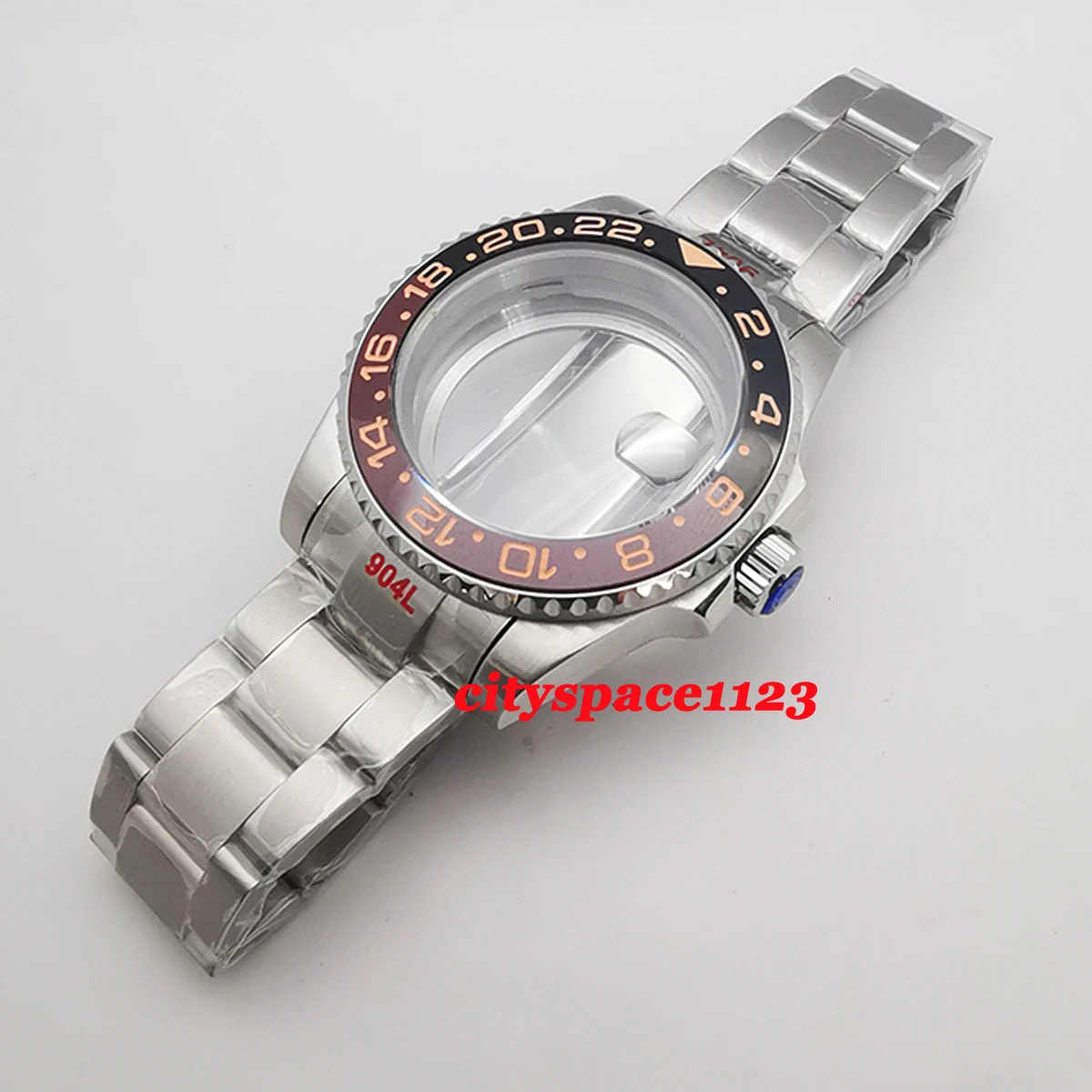 

40mm Black/Brown Bezel Sapphire Glass Steel Watch Case Bracelet Fit NH35,Miyota 8215,DG2813,ETA 2836 Movement