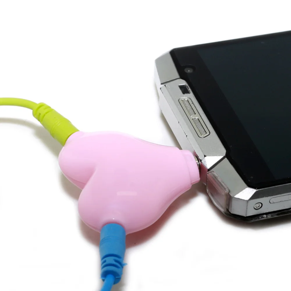 1 шт. аудио сплиттер пластиковый в форме сердца порт возможность милый 2 Way папа