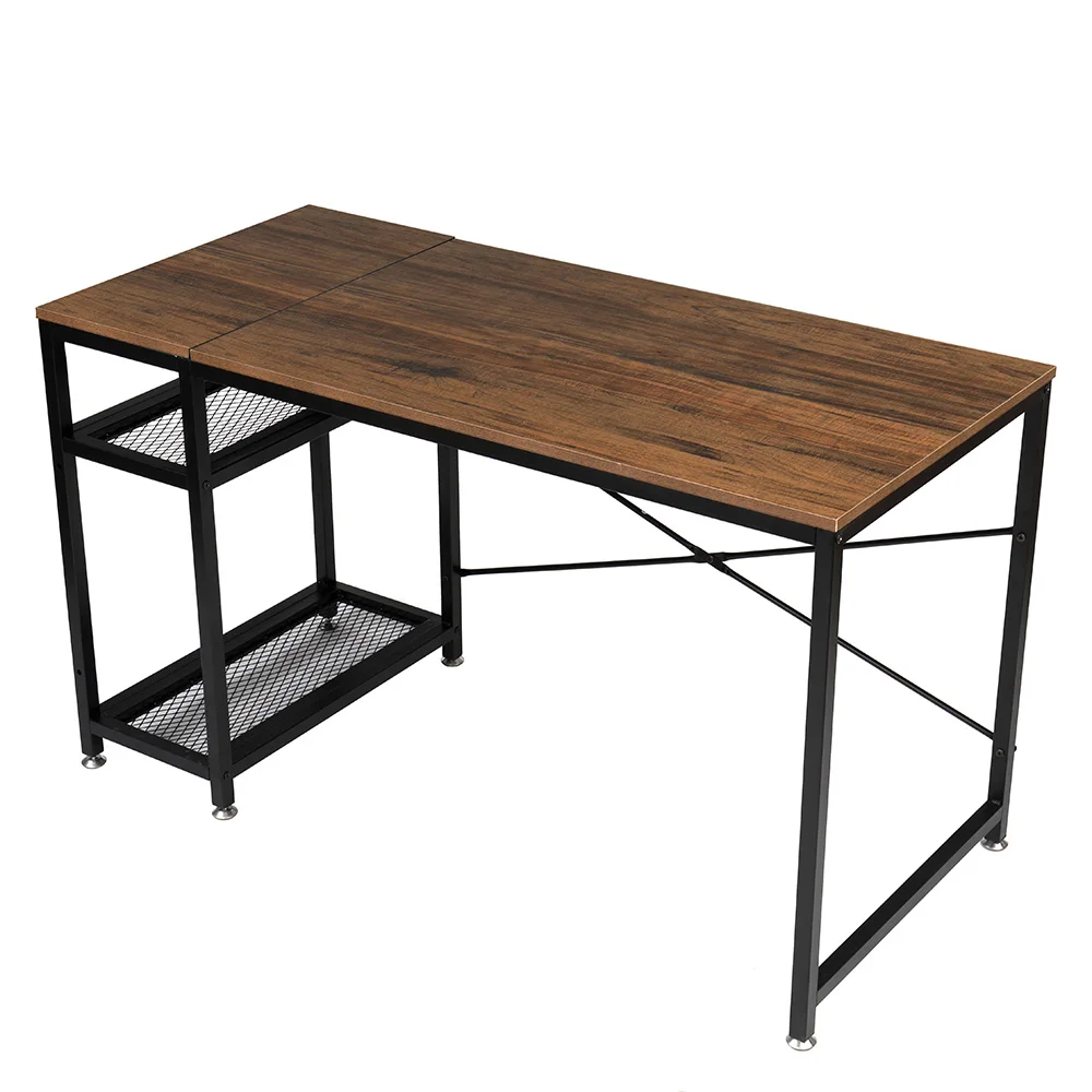 

Simple Computer Desk Large Space Durable Reliable Particleboard Tiger Wood Color