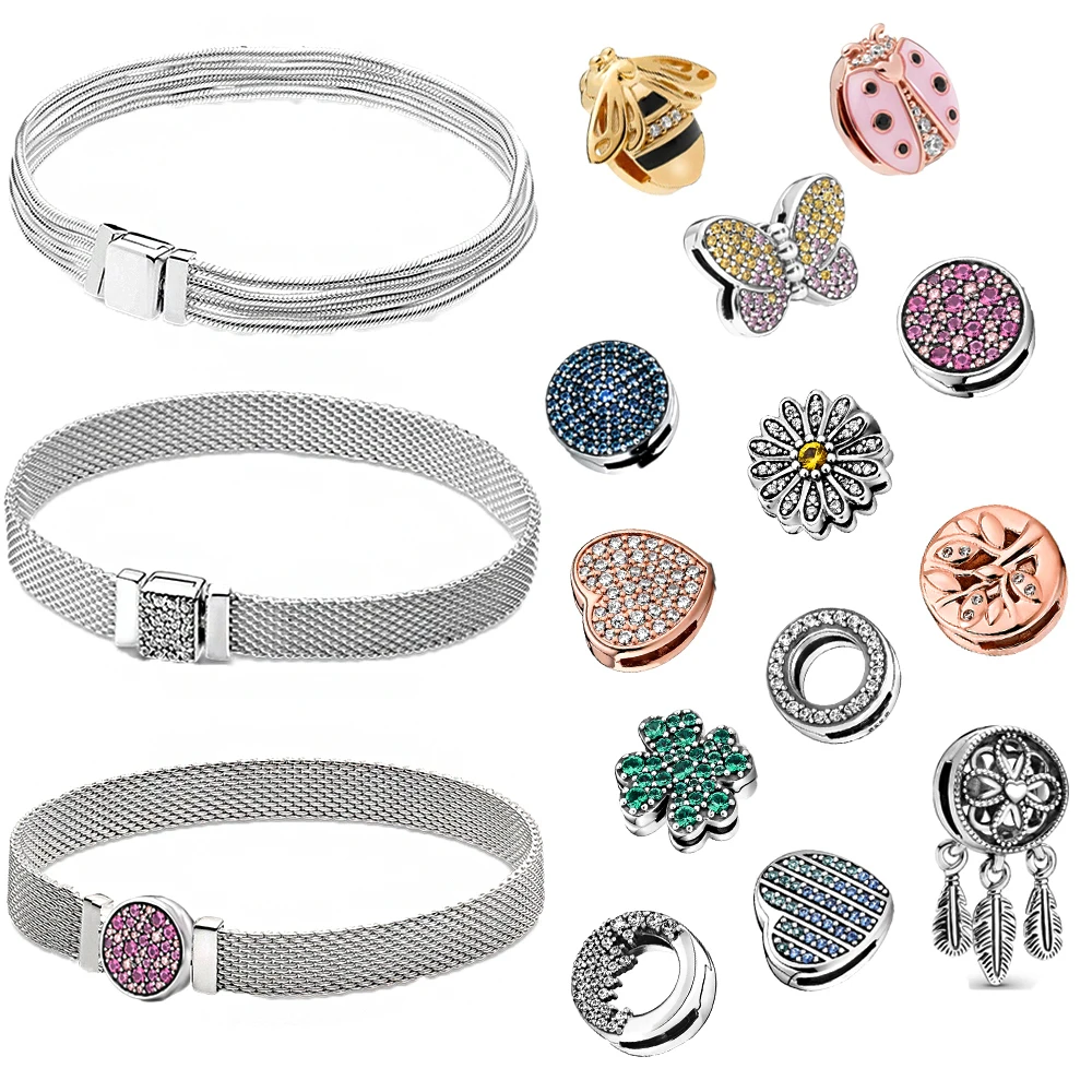 

Anillos Pandora Plata De Ley 925 Fashion Bracelet DIY Butterfly Charms Fit Original Women Reflexions Bead Luxury Jewelry