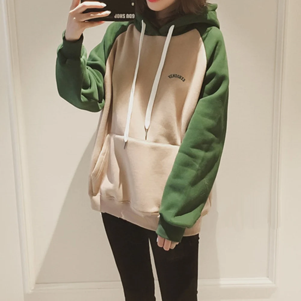 Женская Осенняя толстовка с капюшоном плотная флисовая длинными рукавами на