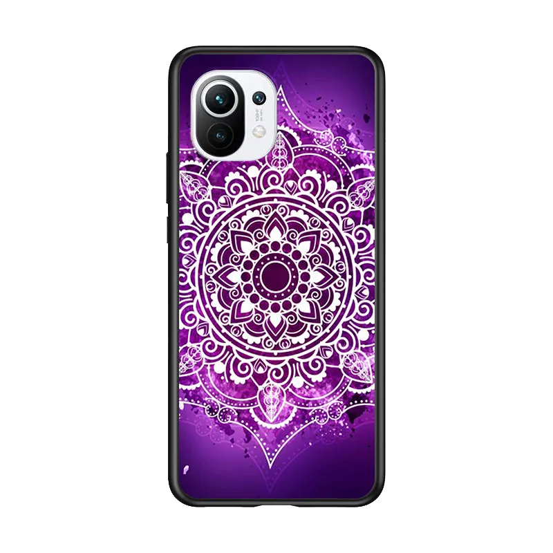 

Mandala Chakra Yoga for Xiaomi Mi 11 10T Note 10 Ultra 5G 9 9T SE 8 A3 A2 A1 6X Pro Play F1 Lite 5G Black Phone Case