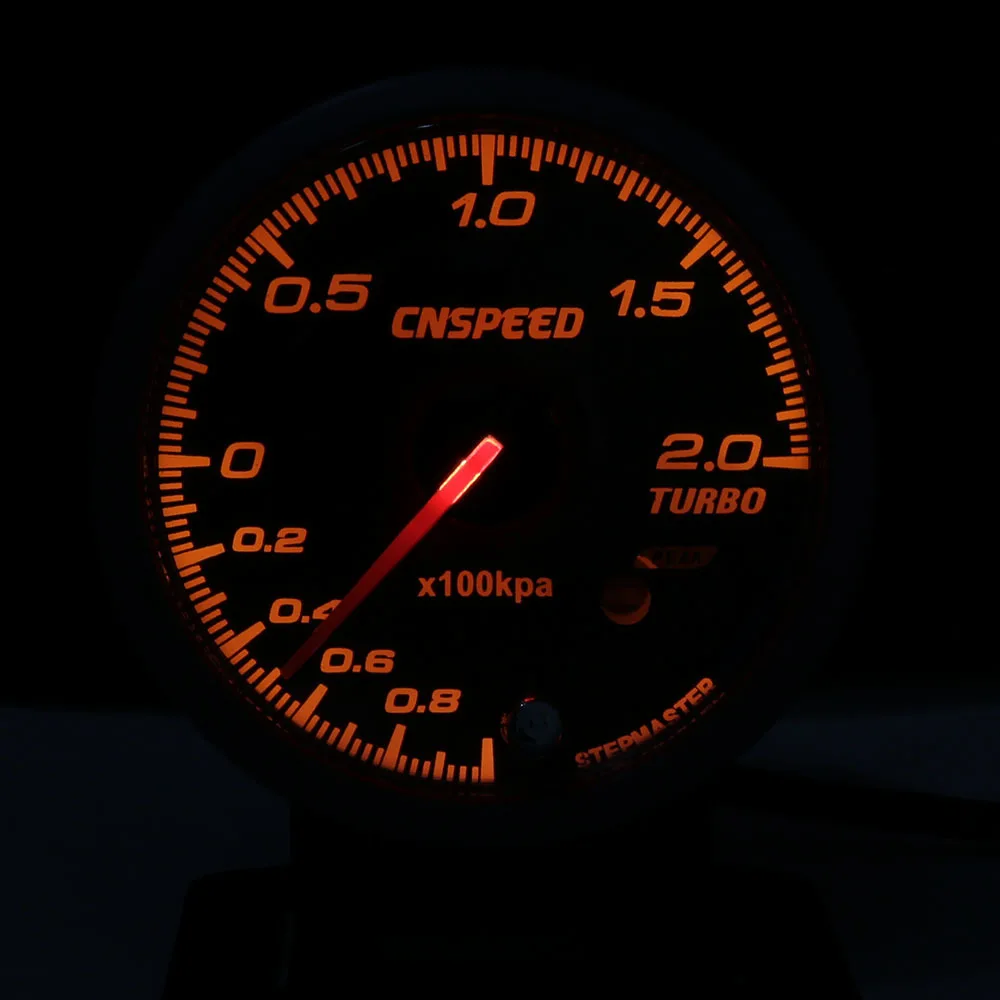 CNSPEED 60 мм автоматический турбо boost gauge-1-2Bar Янтарная/белая подсветка с пиковой функцией автомобильный турбо boost meter
