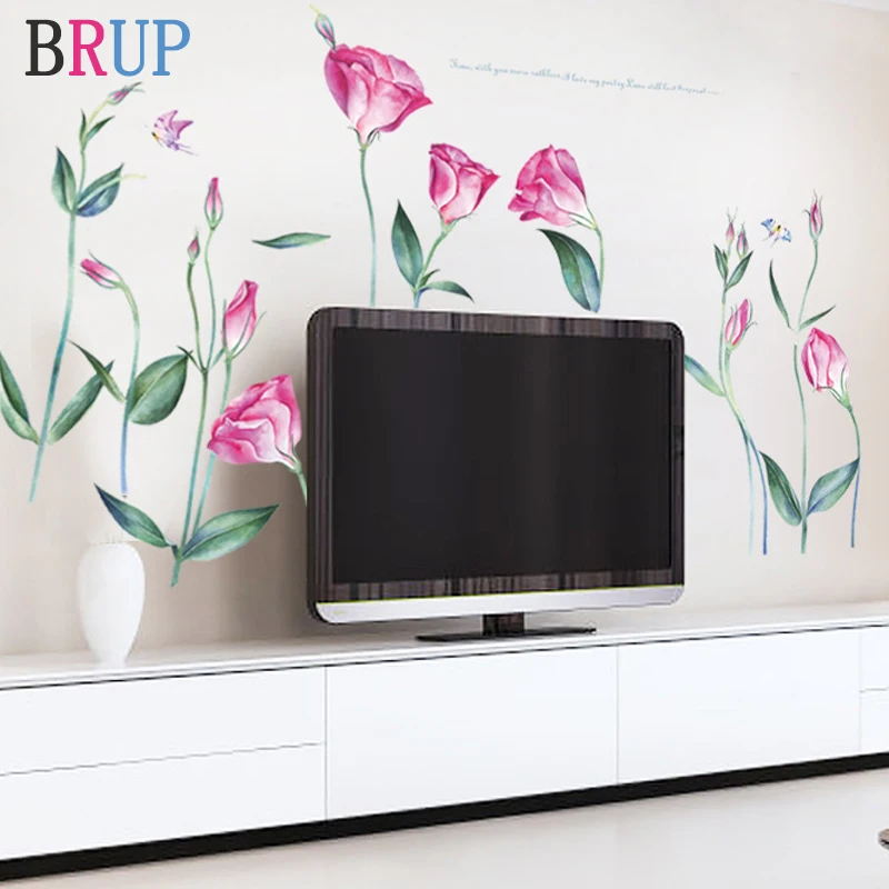 155*85 см большая свежая Цветочная Настенная Наклейка s Романтический домашний