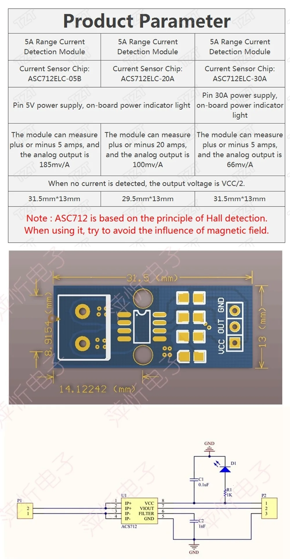 TZT Лидер продаж ACS712 5A 20A 30A диапазон зал Текущий сенсор модуль ACS712 модуль для Arduino 5A 20A 30A
