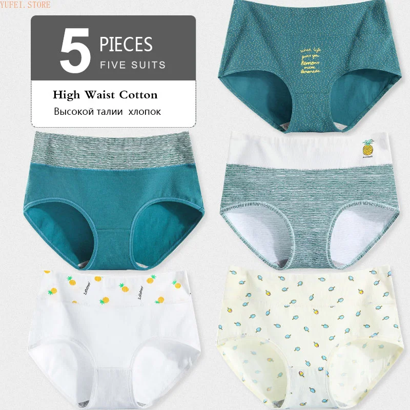 

LANGSHA 5Pcs Women Panties Lady Cotton Underwear Girls Breathable Seamless High Waist Briefs Women Cute Sexy Lingerie Intimates
