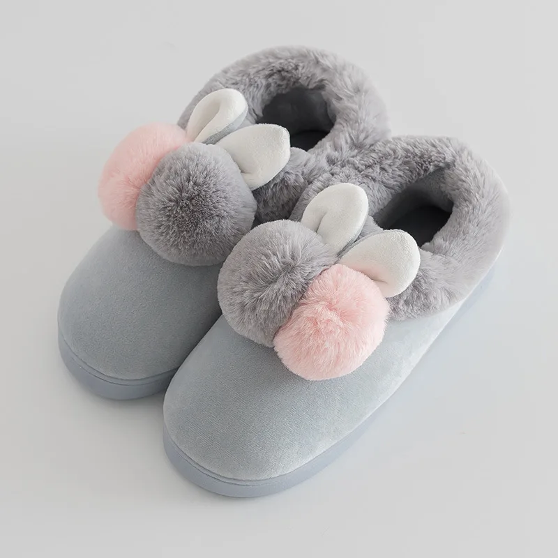 

New Fashion autumn Winter Cotton Slippers Rabbit Ear Home Slippers Winter Warm Indoor Outdoor Shoes Women Home Fur Slippers