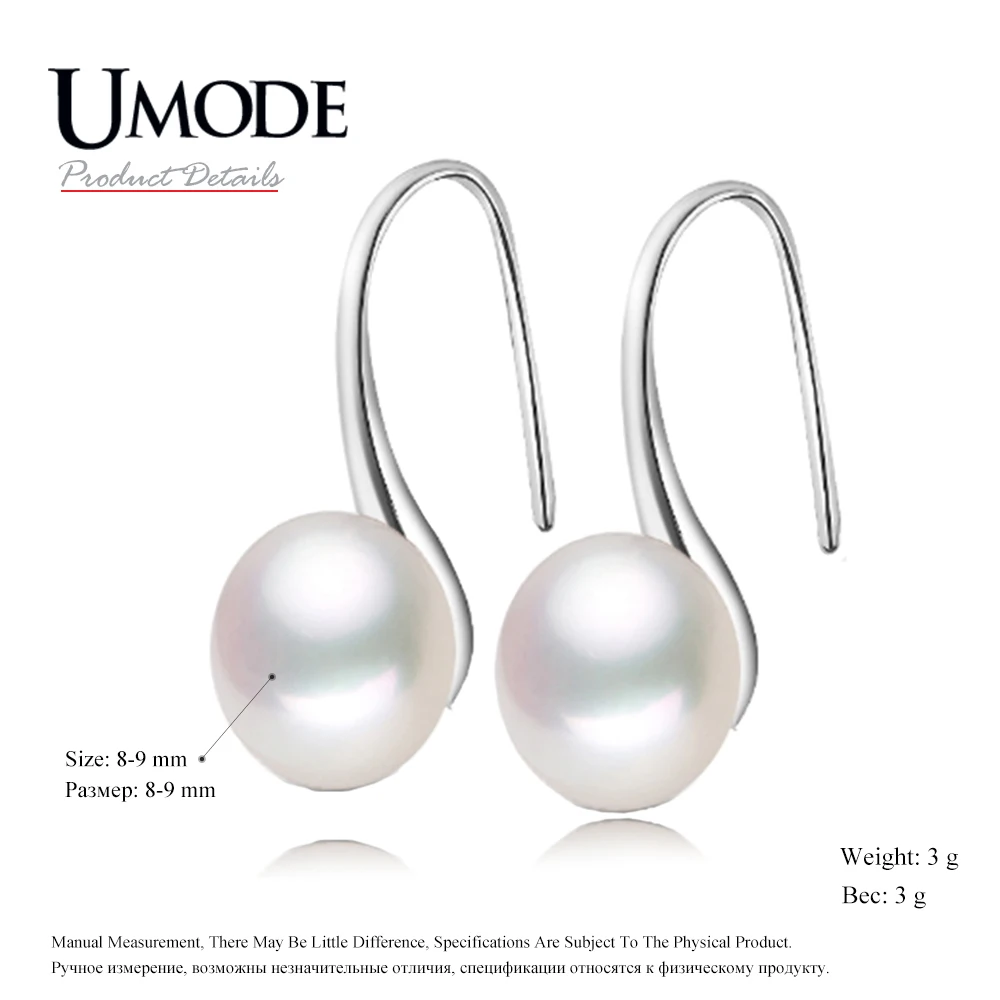 Женские серьги подвески с жемчугом UMODE из стерлингового серебра 925 пробы розового