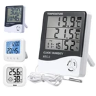 Цифровой термометр-гигрометр с ЖК-дисплеем, электронный измеритель температуры и влажности, метеостанция с часами, комнатный термометр для дома и улицы