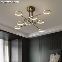 momoda living room chandeliers modern minimalist brass led home 2020 popular duplex building dining room hanging lamps lights