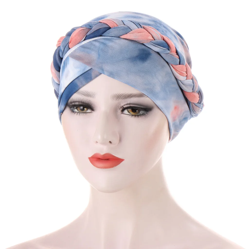 

Stretchy Braid Turban Femme Muslim Headscarf Bonnet For Women Print Islamic Inner Hijab Caps Arab Wrap Turbante Mujer India Cap