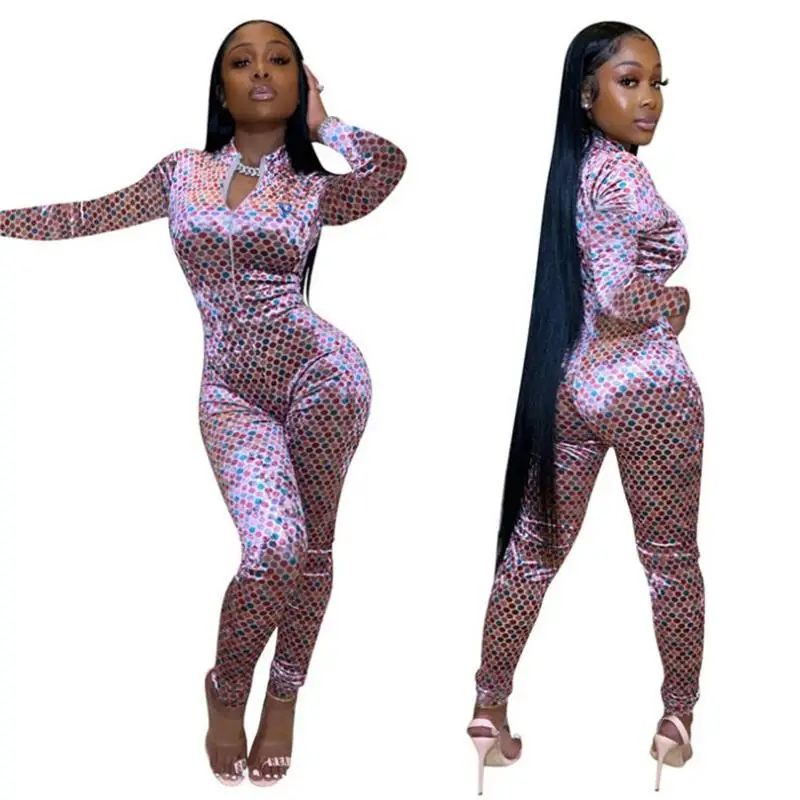 Женские комбинезоны повседневный Длинный Сексуальный Комбинезон на молнии с