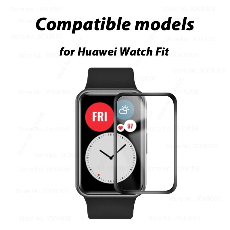 1-3PCS 9D Curved Soft Fiber Protective Glass For Huawei Watch Fit Mini Smartwatch Full Screen Protectors Film Cover Accessories
