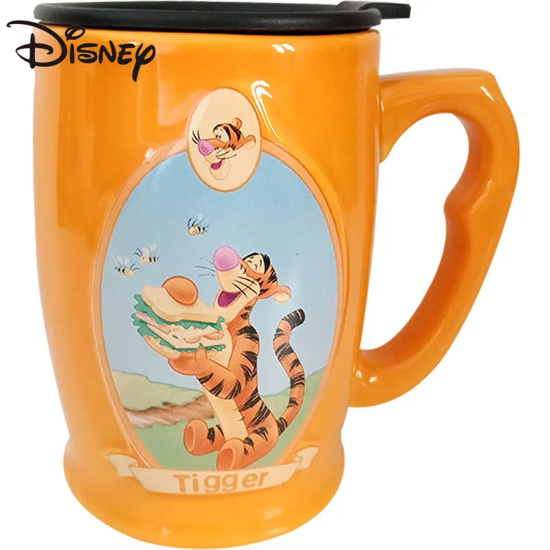 

500ml Disney Tigger water cup with ceramic lid Milk cup Coffee cup Breakfast cup Office cereal cup