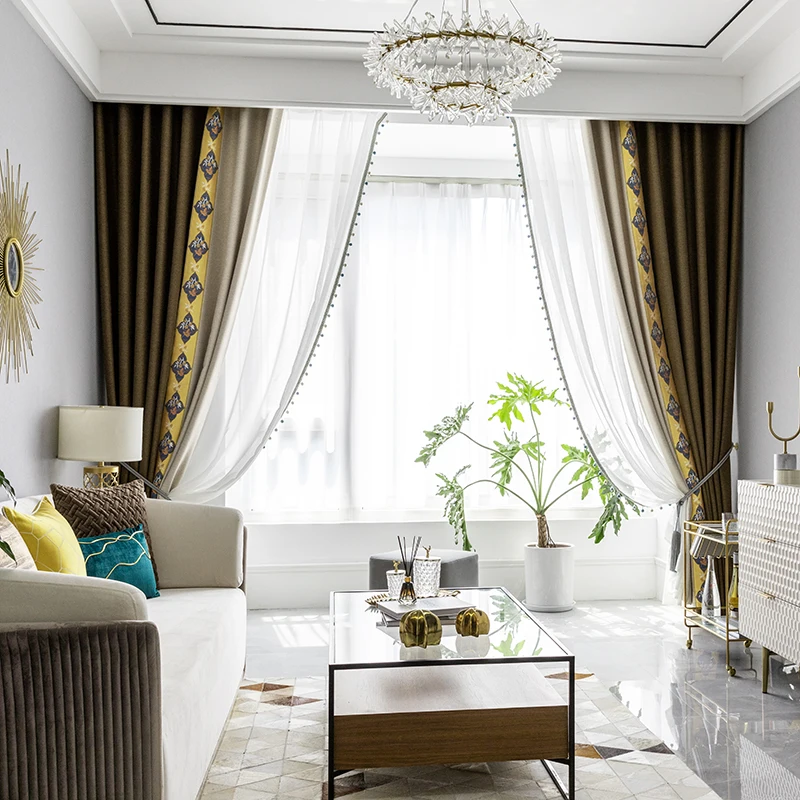 Шторы на заказ классические простые Плотные хлопковые шторы кофейного и