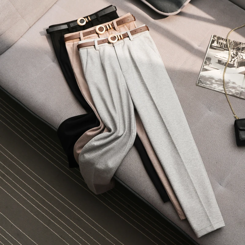 Женские шерстяные штаны-шаровары OL стильные брюки дамские повседневные