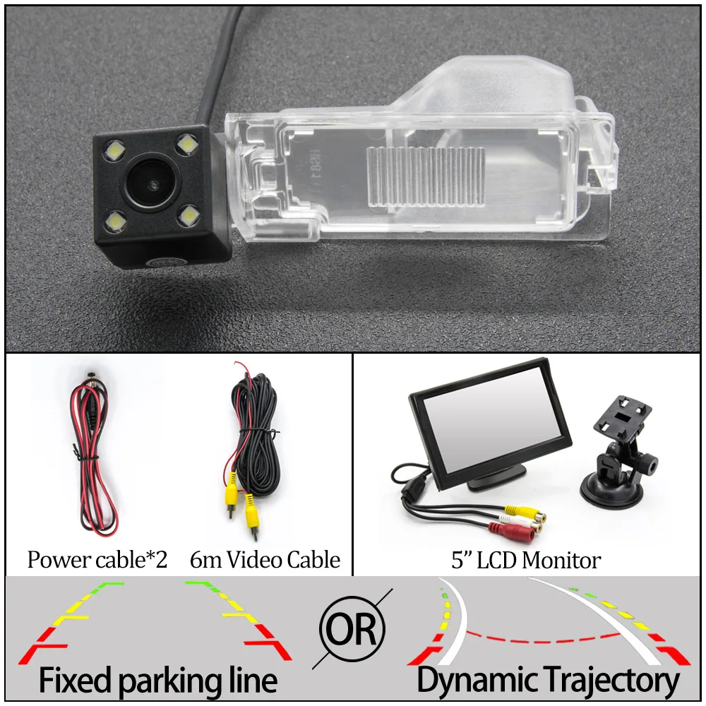 4LED N 5 inch LCD Для Ford Escape 2008-2012/Explorer U251 2006-2010/Edge U387~ Автомобильная фиксированная или динамическая траектория камера заднего вида - Название цвета: 4LED N 5 inch LCD