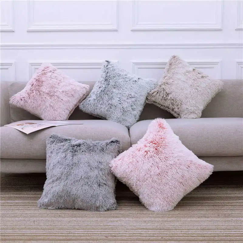 

Soft Comfortable Fluffy Solid Plush Square winter Cushion Cover Modern Throw Pillow Case Car Sofa Decor Supplies 45*45cm