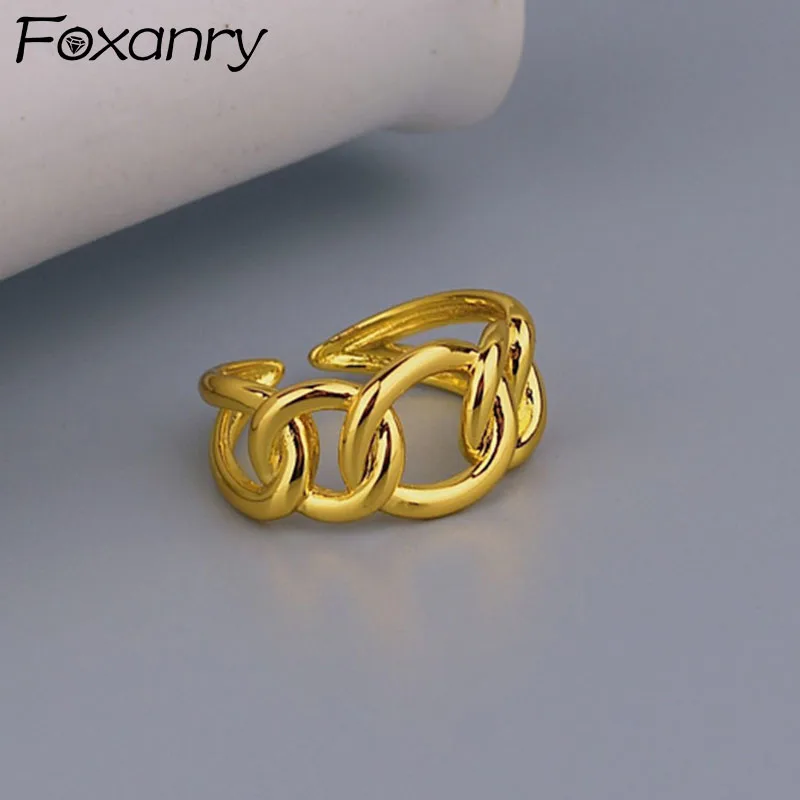 

Foxanry 925 Серебряные кольца новый тренд; В винтажном стиле; Элегантные уникальный творческий ручной работы с пряжкой вечерние ювелирные издел...