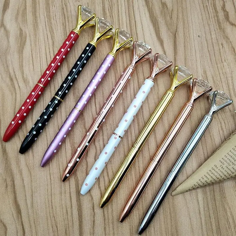 Модные металлические шариковые ручки с кристаллами и алмазной головкой