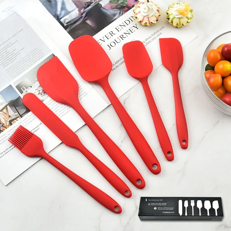 

Turnkey one-piece silicone scraper oil brush spatula 6 piece silicone baking suit baking tools cake decorating tools