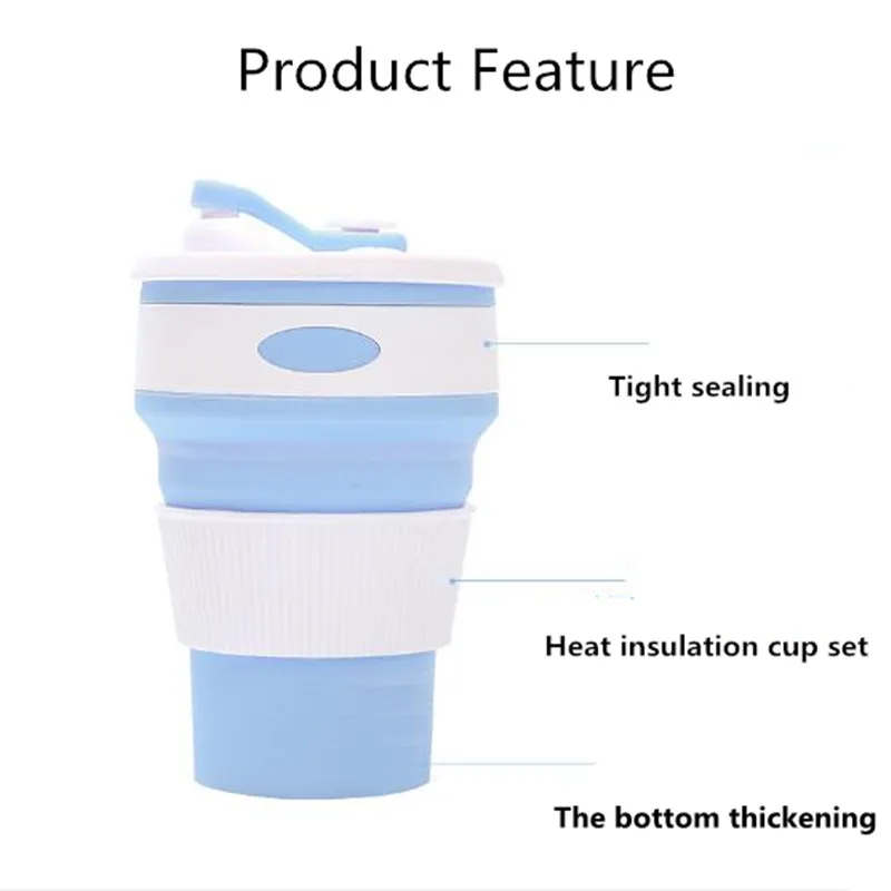 Складная Силиконовая кружка 350 мл портативная Телескопическая Кружка для кофе