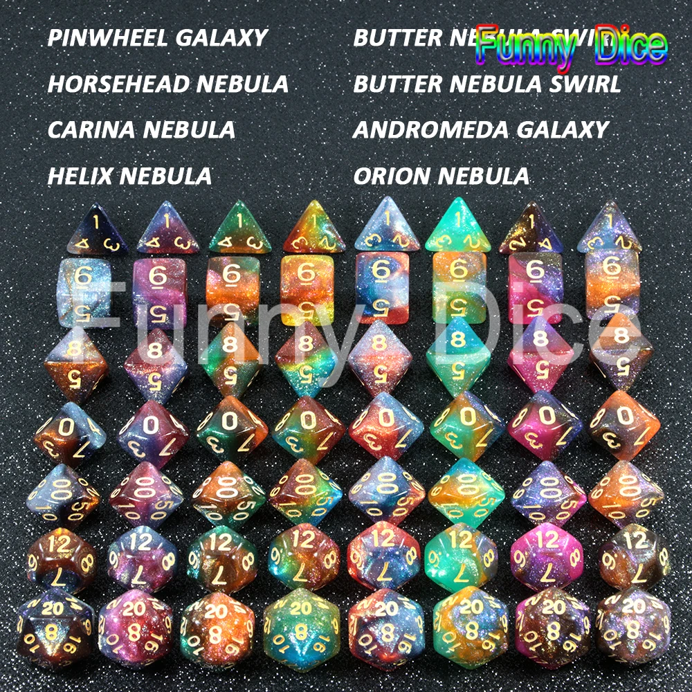 Изысканная Новинка креативная Вселенная Галактика Dice7Pcs + коробка для игральных