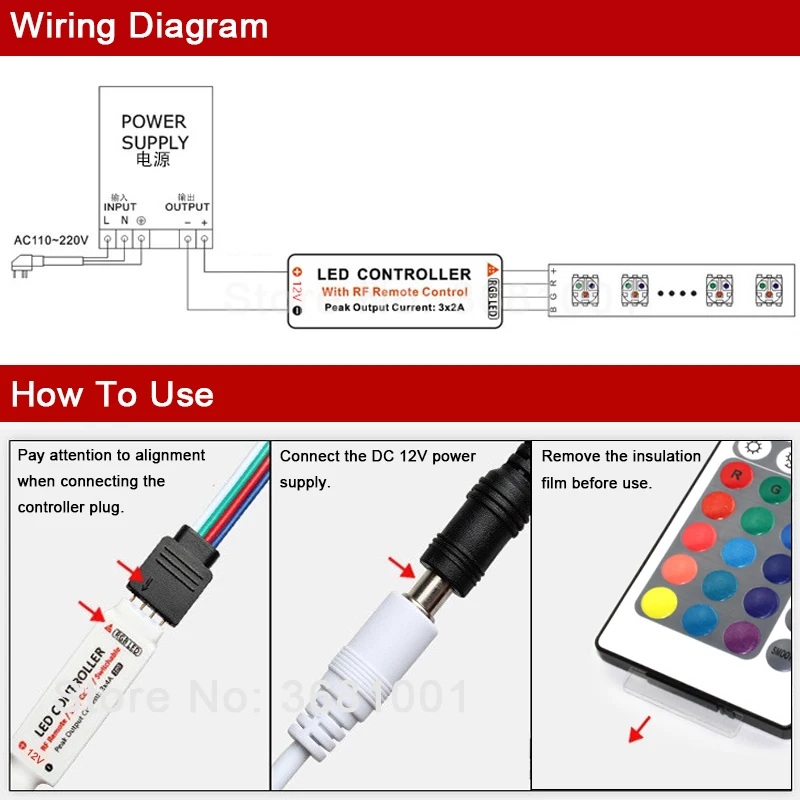 FUNSHION DC 12 В мини RGB RF пульт дистанционного управления USB 24 ключа беспроводной
