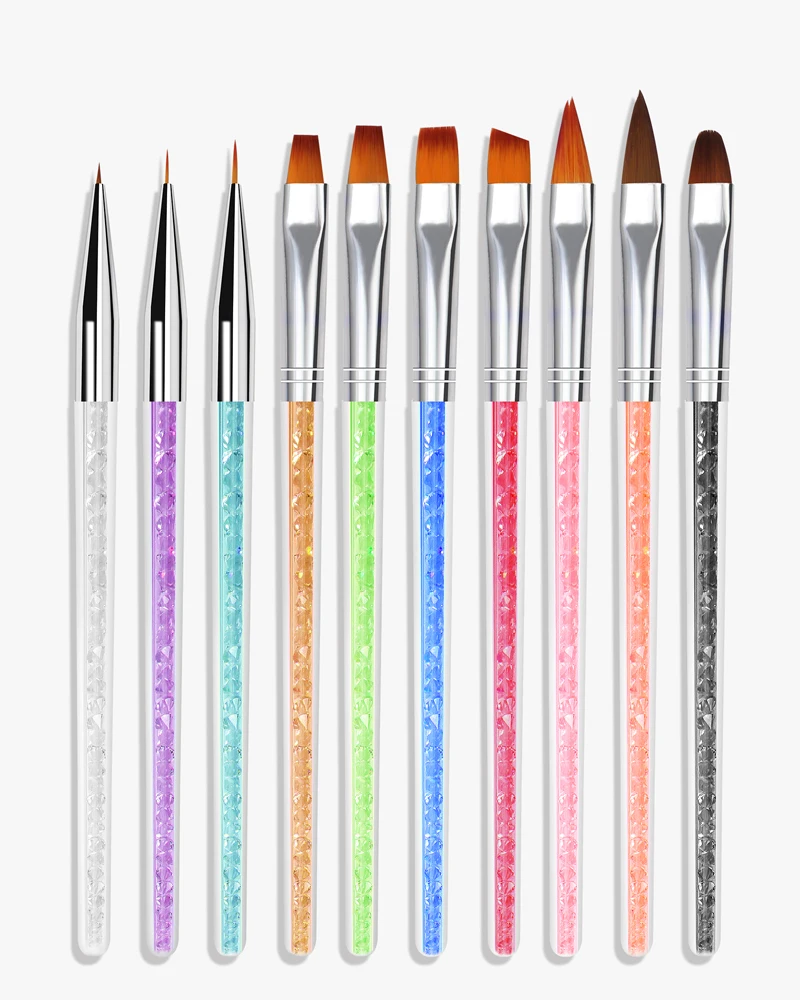 

Профессиональные кисти для дизайна ногтей CHNRMJL 10 шт./компл., кристаллический УФ-Гель-лак, лайнер для рисования, ручка для рисования, набор инструментов для самостоятельного маникюра ногтей