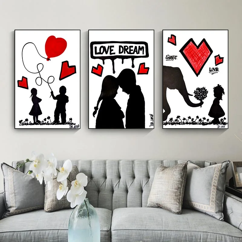 

BANKSY True Love Street Art Canvas Painting Print Graffiti Street Poster and Prints Decorative Wall Art for Living Room Decor