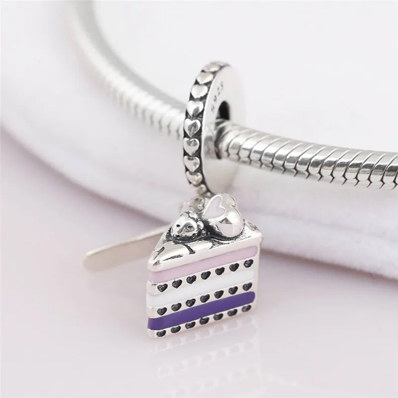 

S925 silver pearl birthday cake, suitable for Pandora's jewelry bracelet, women's gift