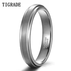 Мужские вольфрамовые Классические однотонные кольца TIGRADE 4 мм, темно-серебряные обручальные кольца для женщин, двухцветная кисть, удобный размер 6-13