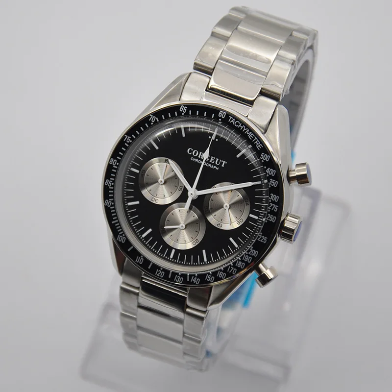 CORGEUT Luxury Men's Watch Sports 24-hour Multi-Function Watch Brand All-steel Chronograph Waterproof Quartz Clock часы мужские